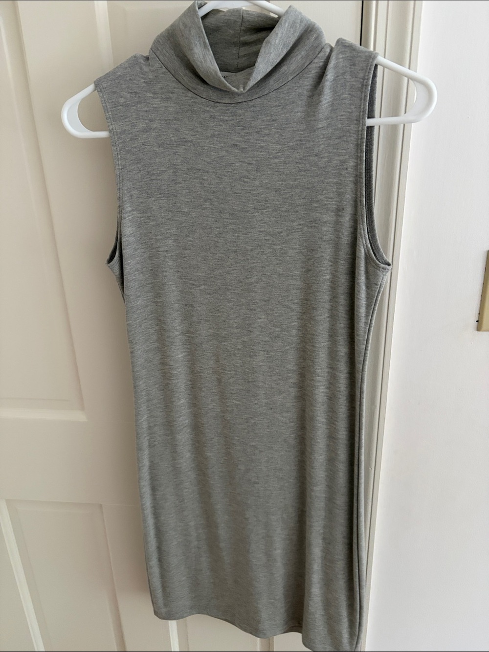 Sleeveless Grey Turtleneck Shift Dress
